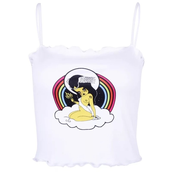 😇 white angel girl ruffle crop top shirt 😇 - Picture 2 of 2